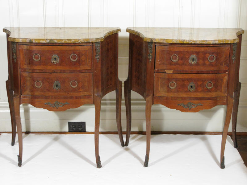 Appraisal: Pair of Louis XVI Style Commode Side Tables early th