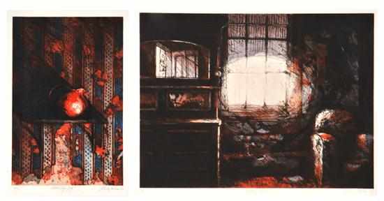 Appraisal: MIKE GREEN BORN Two works i Hiding Place etching x