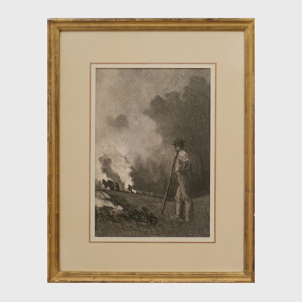 Appraisal: Albert W Barker - Brush Fire Charcoal on paper signed