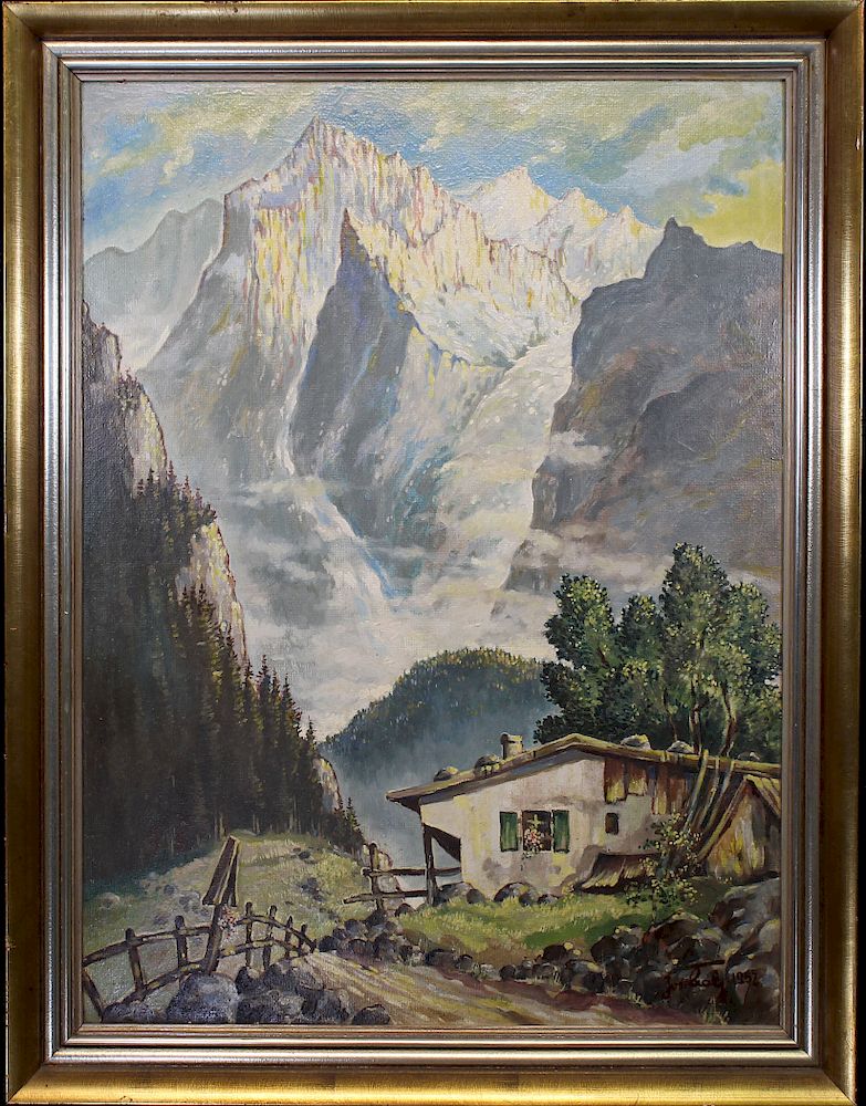 Appraisal: European School Signed Alpine Landscape European School Signed Alpine Landscape