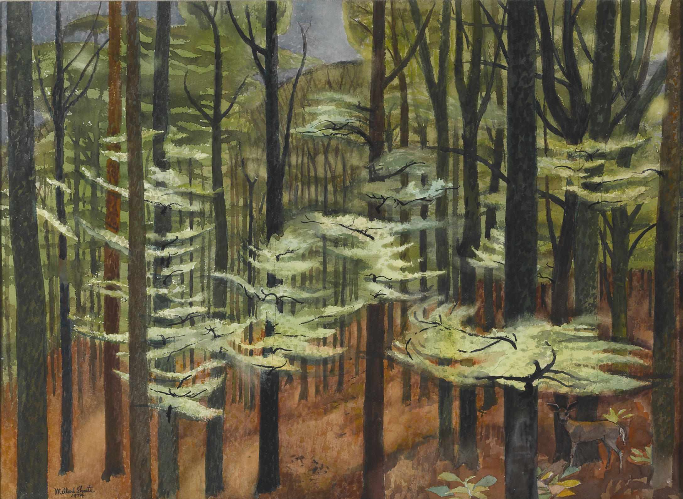 Appraisal: Millard Sheets American - Spring leaves in a French forest