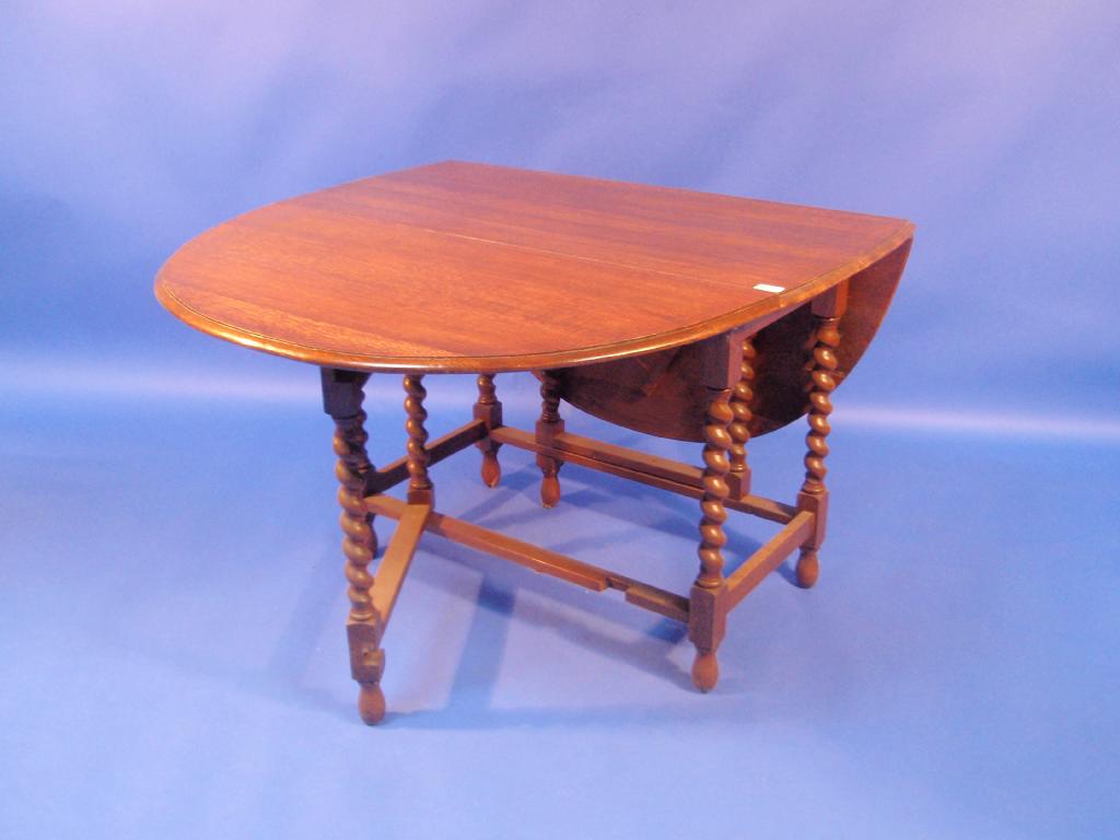 Appraisal: A 's 's barley twist oak gateleg table