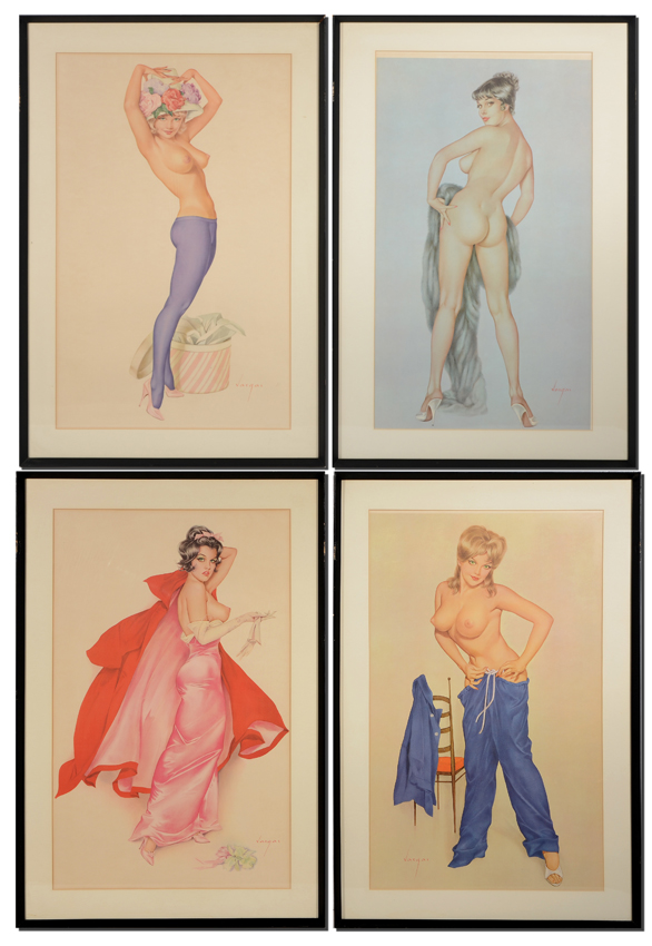 Appraisal: VINTAGE VARGAS NUDE PIN-UP LITHOGRAPHS Sight size approximately '' x