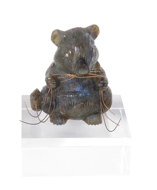 Appraisal: Russian carved labradorite model of a mouse th century diamond