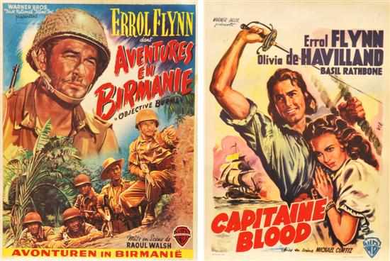 Appraisal: TWO BELGIAN POSTERS FOR ERROL FLYNN FILMS one for Objective