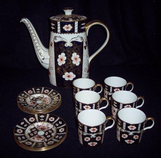 Appraisal: A Royal Crown Derby Imari pattern coffee service comprising oval