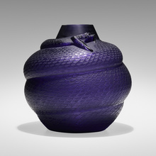 Appraisal: Ren Lalique SERPENT VASE France c irradiated purple glass h