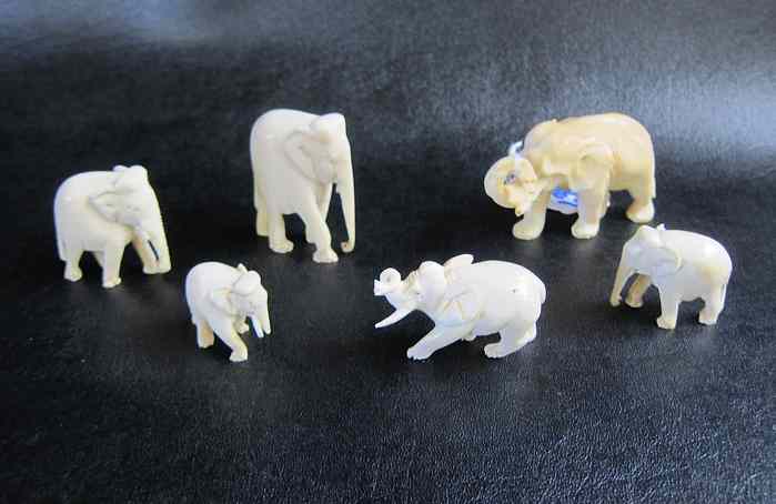 Appraisal: COLLECTION OF SIX CHINESE CARVED ELEPHANTS ranging in sizes from