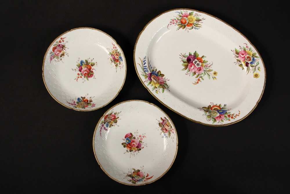 Appraisal: PCS EARLY SPODE PORCELAIN - Oval Platter and Two Serving