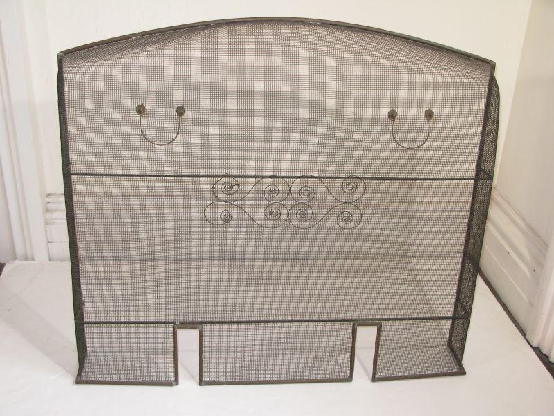 Appraisal: Wirework Fire Screen th c two bail handles scroll design