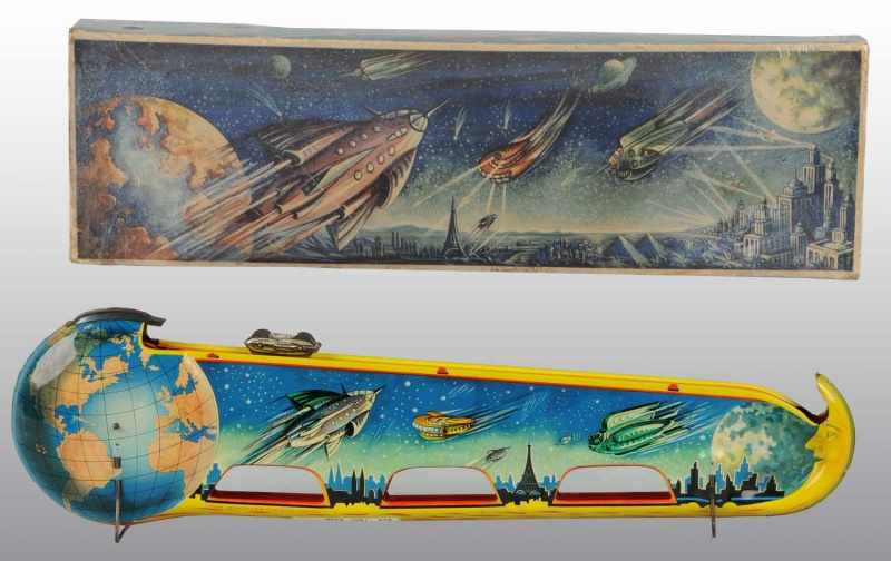 Appraisal: Tin Litho Space Ride Wind-Up Toy Description German Working Made