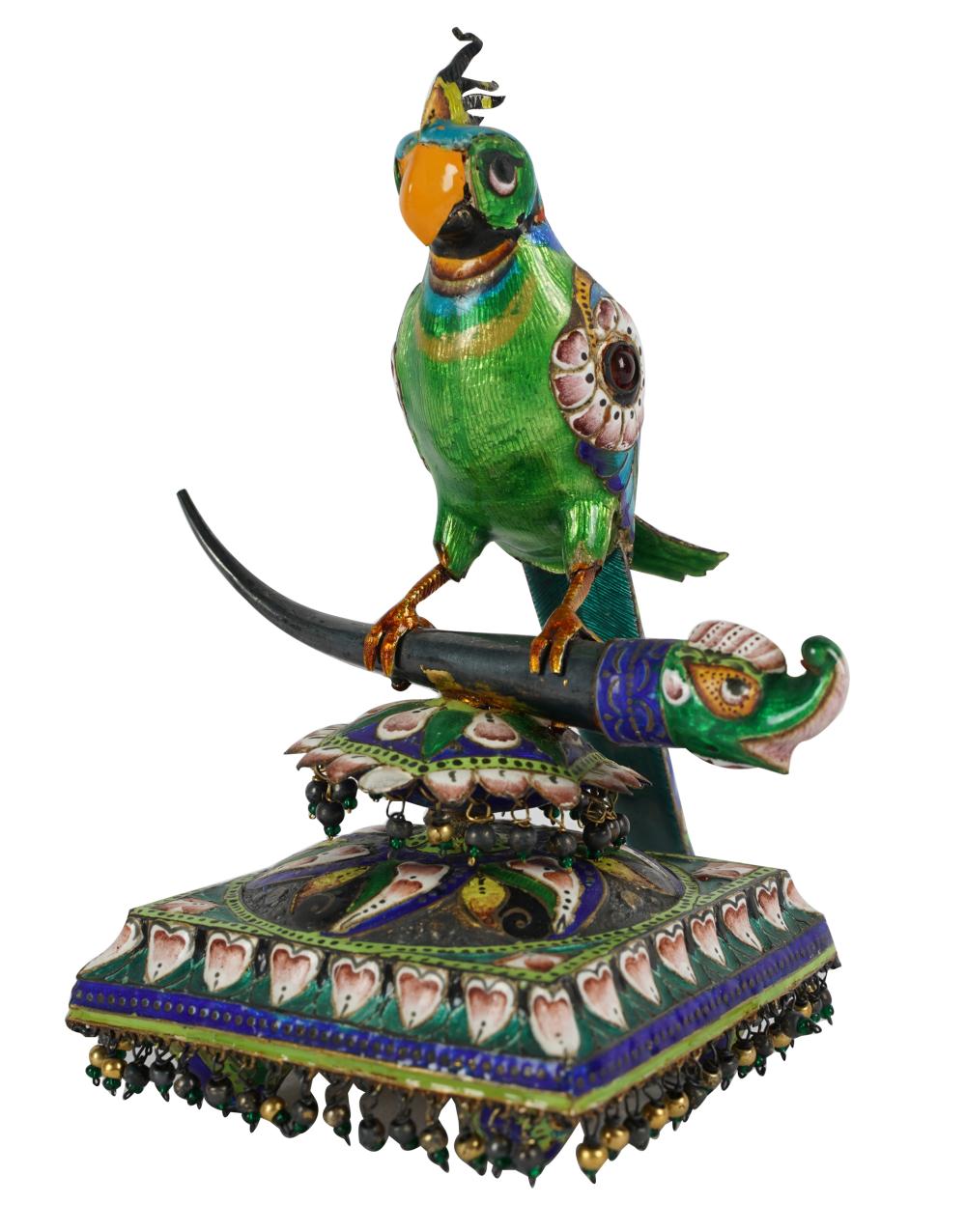 Appraisal: ENAMELED METAL PARROT FIGUREunmarked inches high Condition