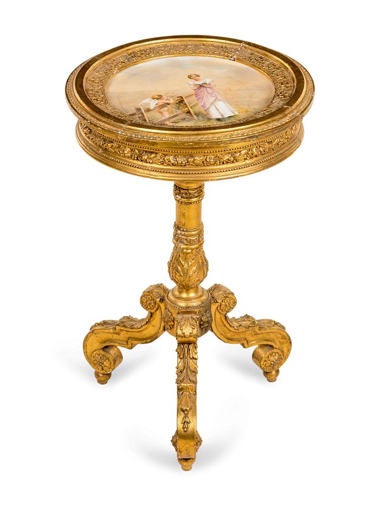 Appraisal: A Vienna Porcelain Inset Giltwood Table A Vienna Porcelain Inset