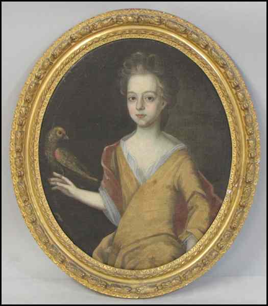 Appraisal: FRENCH TH CENTURY PORTRAIT OF A WOMAN WITH PARROT Oil