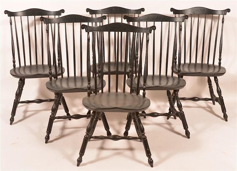 Appraisal: Six Lausch Reproduction Windsor Side Chairs Set of Six Reproduction