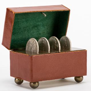 Appraisal: Coin Vanishing Casket Coin Vanishing Casket Circa Four coins vanish