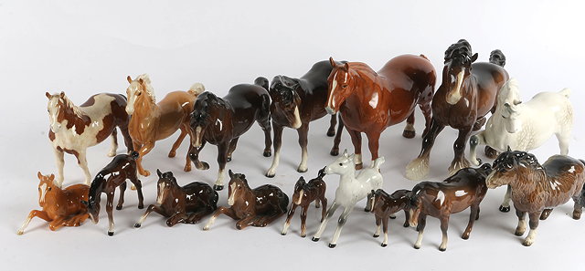 Appraisal: A COLLECTION OF SIXTEEN BESWICK PORCELAIN FIGURINES of horses to