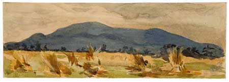 Appraisal: CHARLES BURCHFIELD Landscape with a Distant Mountain Watercolor on cream