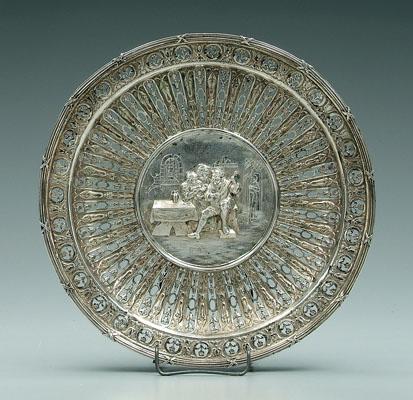 Appraisal: Continental silver serving plate round with ribbon and thread border