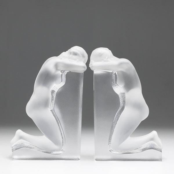 Appraisal: Lalique Reverie bookends th C Pair in the form if