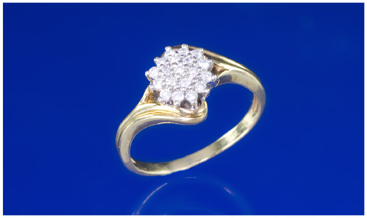 Appraisal: ct Gold Diamond Cluster Ring Round Brilliant Cut Diamonds Claw