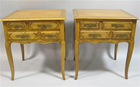 Appraisal: PAIR OF RECTANGULAR SINGLE DRAWER END TABLES th century the