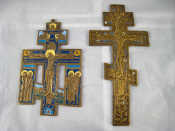 Appraisal: Two finely cast brass Orthodox crucifixes one enamelled recent example