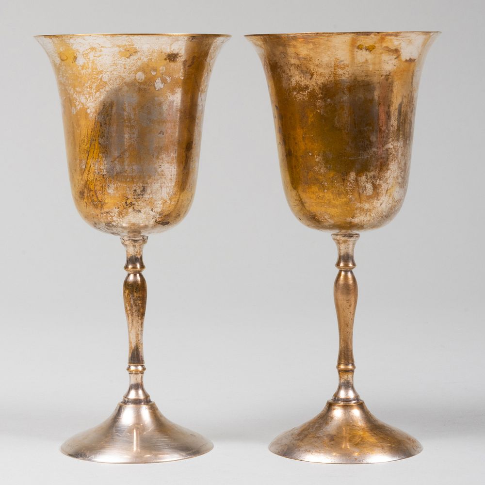 Appraisal: Pair of Silver Plate Goblets in high Condition Very worn