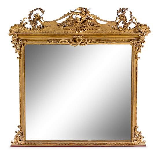 Appraisal: A Victorian Style Giltwood Overmantel Mirror Height x width inches