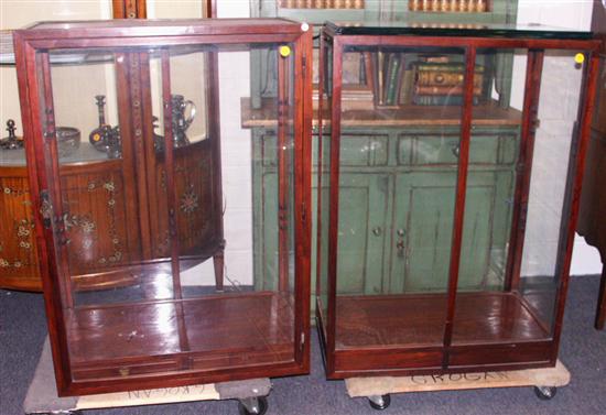 Appraisal: TWO CHINESE HARDWOOD CURIO CABINETS early th century height inches