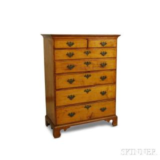 Appraisal: Queen Anne Maple Tall Chest New England th century two