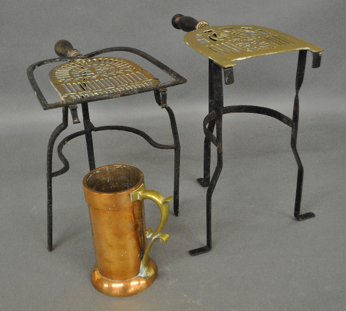 Appraisal: - Two brass and iron trivets largest h and a