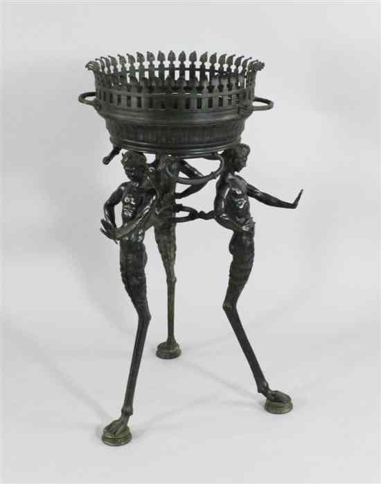 Appraisal: A th century bronze brazier the triform base to three