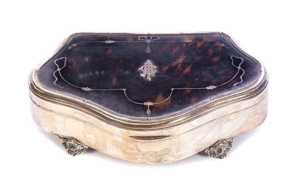 Appraisal: Tortoise Shell and sterling dresser box Tortoise Shell and sterling