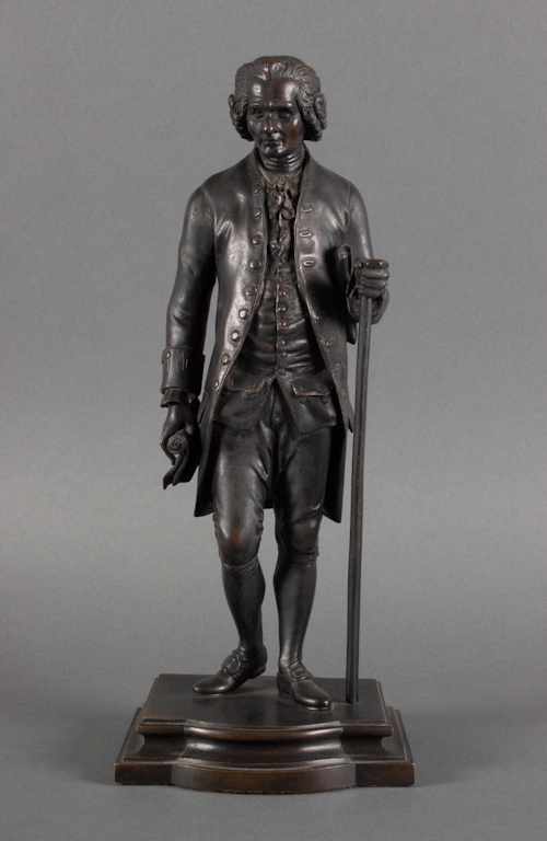 Appraisal: After Jean-Antoine Houdon French - Jean-Jacques Rosseau bronze brown patina