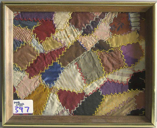 Appraisal: Two framed crazy quilt fragments