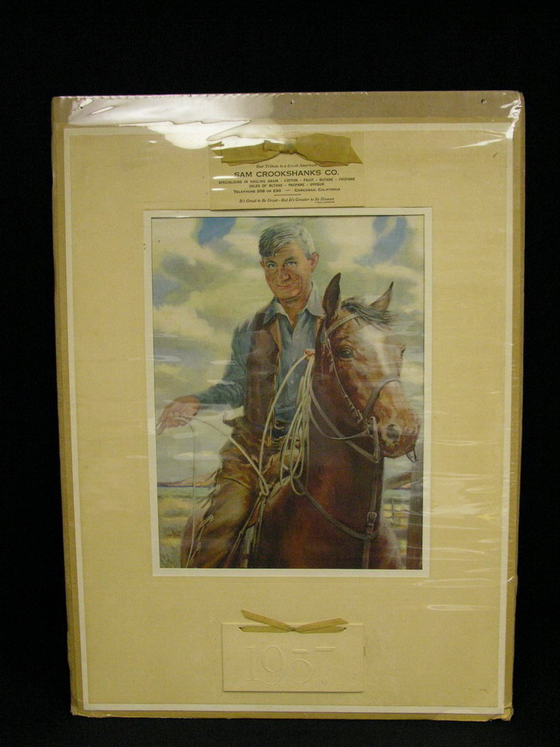 Appraisal: WILL ROGERS CALENDER Sam Crookshanks Co Corcoran California The size