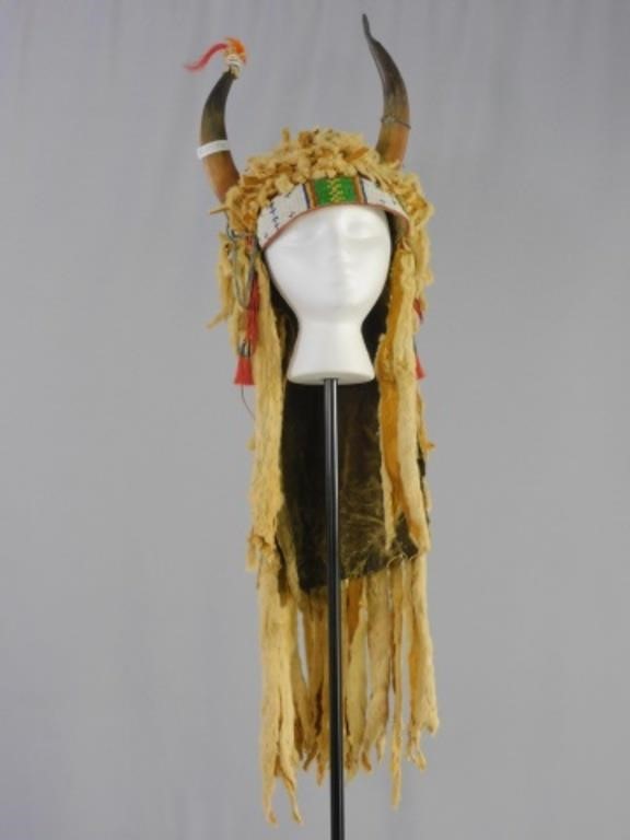 Appraisal: probably Sioux Beaded forehead strap ermine fur decorative layered fringe