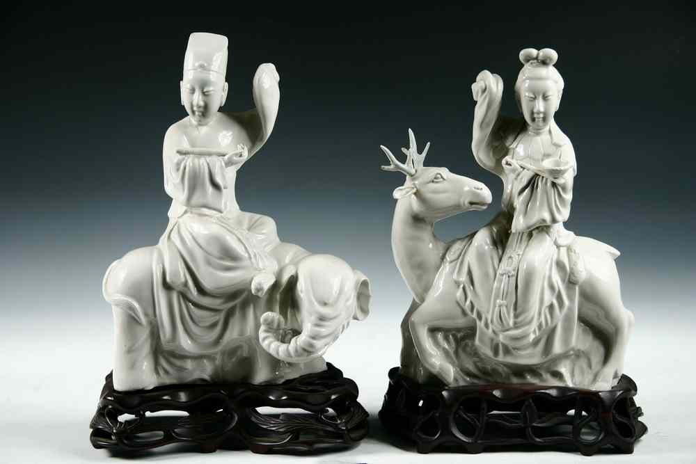 Appraisal: PAIR BLANC DE CHINE FIGURES - th c Blanc de