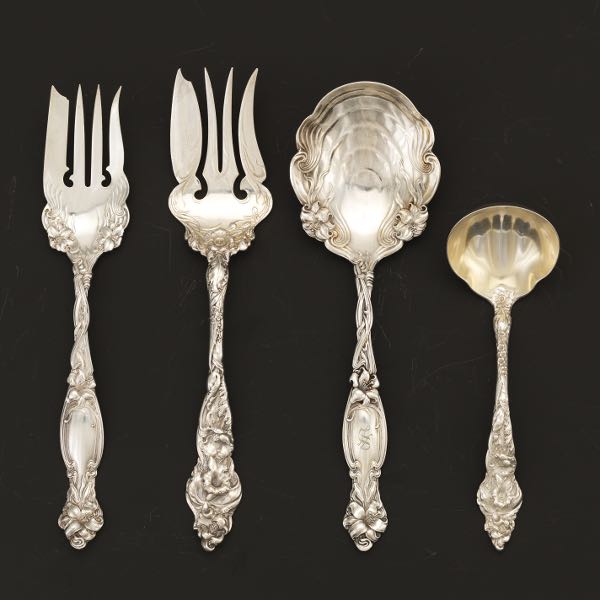 Appraisal: FOUR ART NOUVEAU STERLING SILVER SERVING UTENSILS BY INTERNATIONAL AND