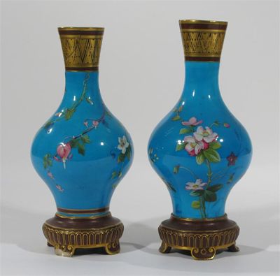 Appraisal: Two Minton Cloissone vases the design attributed to Dr Christopher