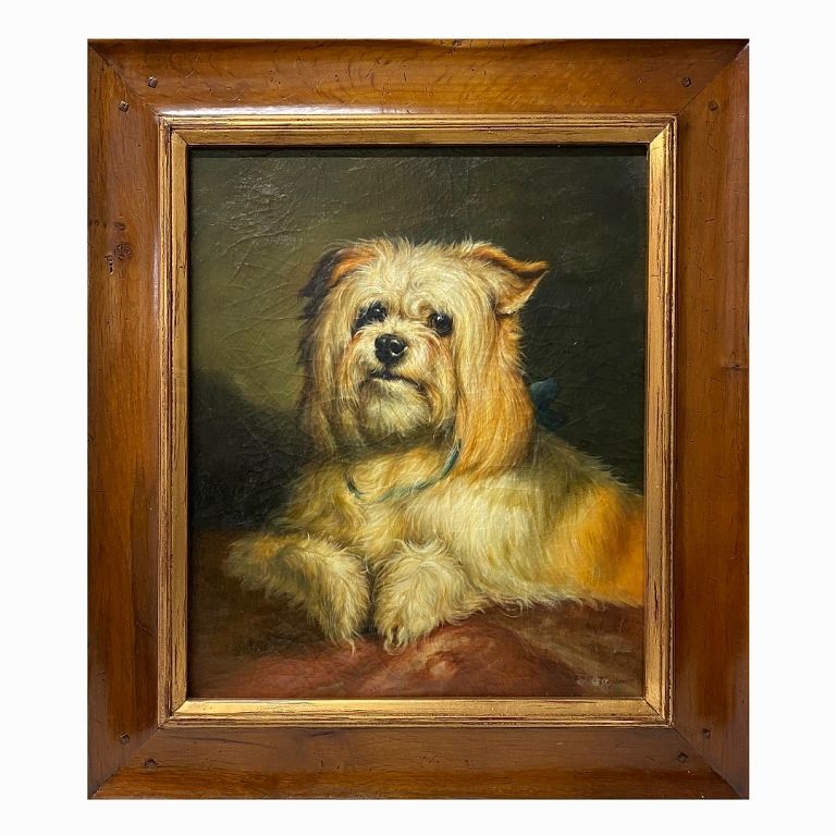 Appraisal: Oil Painting Signed Taylor Oil Painting Signed Taylor Dog Total