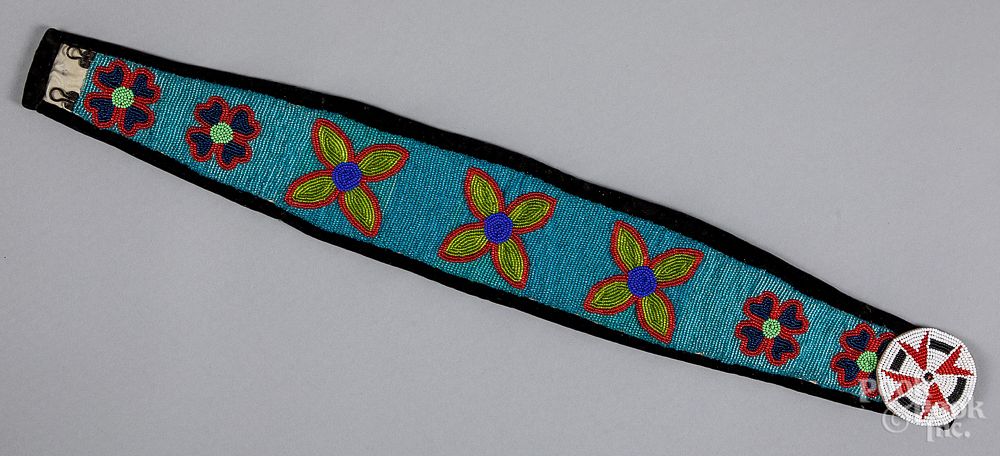 Appraisal: Cree Indian beaded belt Cree Indian beaded belt with floral