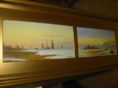 Appraisal: R GRAHAM Coastal Scenes signed pair x mounted in a