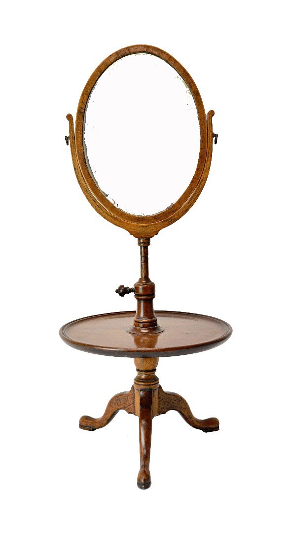 Appraisal: A diminutive th century mahogany shaving stand the oval swing