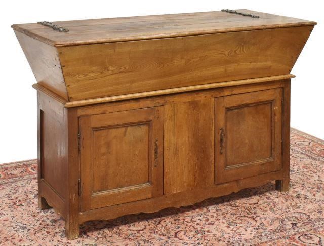 Appraisal: French Provincial walnut dough bin on stand th c having