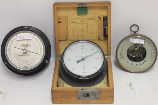 Appraisal: BAROMETERS TO INCLUDE A LUFTMETALLBAROMETERFABRIK WWII STUTTGART PRAZISION BAROMETER IN