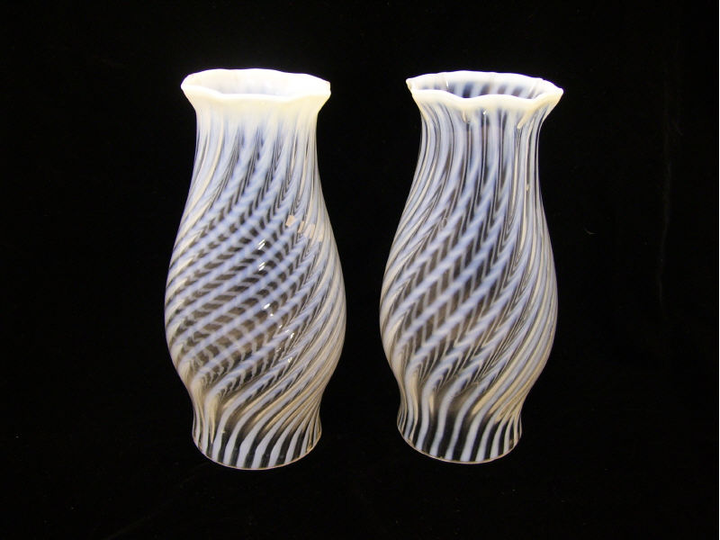 Appraisal: Pair Opalescent Swirl Shades Two matching chimney shades with a