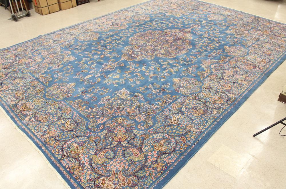 Appraisal: HAND KNOTTED PERSIAN KERMAN CARPET Kerman Province southeastern Iran overall