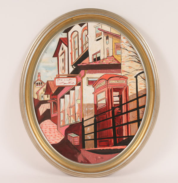 Appraisal: Herschel Fullen Indiana th century Pair oval city street scenes